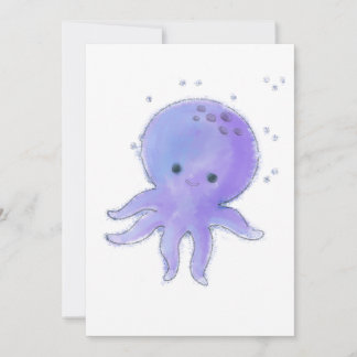 Schattige Paarse Octopus Schilderij Feestdagenkaart
