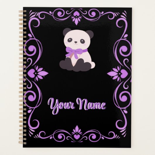 Schattige Paarse Panda Strik Dasam Frame Planner (Voorkant)