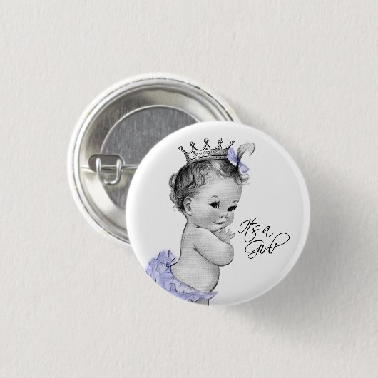 Schattige Paarse prinses is een meisje Button (Voorkant /achterkant)