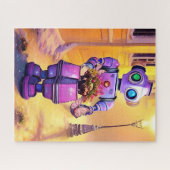 Schattige Paarse Robot Evening Stroll Legpuzzel (Horizontaal)