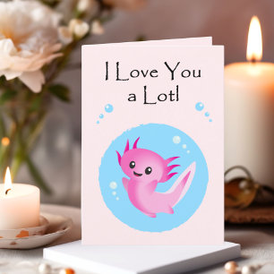 Schattige Paarse Roze Axolotl Loves You Valentijn Feestdagen Kaart