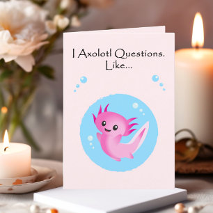 Schattige Paarse Roze Axolotl Vragen Valentijn Feestdagen Kaart