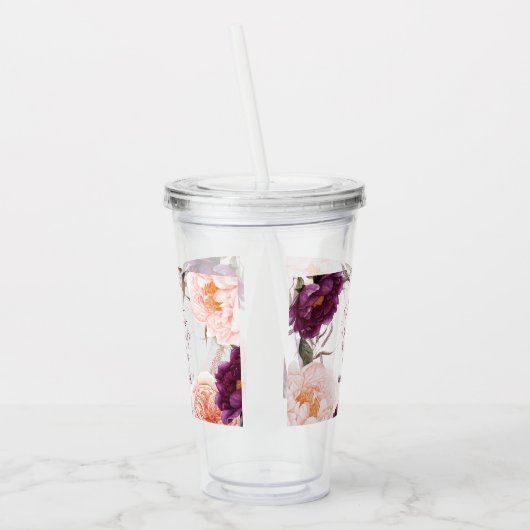 schattige paarse roze elegant acryl drinkbeker (Links)