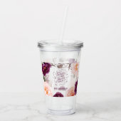 schattige paarse roze elegant acryl drinkbeker (Achterkant)