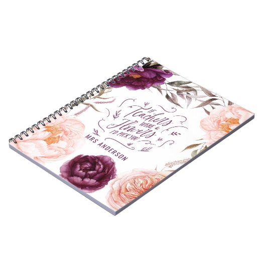 schattige paarse roze elegant notitieboek (Linkerzijde)