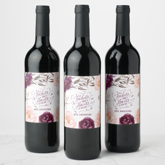 schattige paarse roze elegant wijn etiket (Flessen)