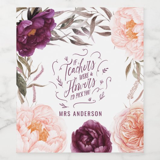 schattige paarse roze elegant wijn etiket (Enkel label)