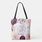 schattige paarse roze florelegante leraar canvas t tote bag (Achterkant)