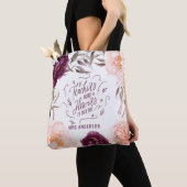 schattige paarse roze florelegante leraar canvas t tote bag (Dichtbij)