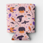 Schattige Paarse & Roze Halloween Patroon Blikjeskoeler (Achterkant)