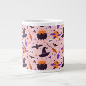 Schattige Paarse & Roze Halloween Patroon Grote Koffiekop (Voorkant)