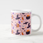 Schattige Paarse & Roze Halloween Patroon Grote Koffiekop (Rechts)