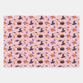 Schattige Paarse & Roze Halloween Patroon Inpakpapier Vel (Voorkant 2)