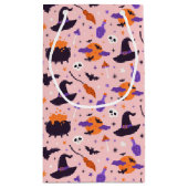Schattige Paarse & Roze Halloween Patroon Klein Cadeauzakje (Achterkant)