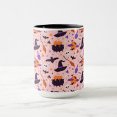 Schattige Paarse & Roze Halloween Patroon Mok (Midden)
