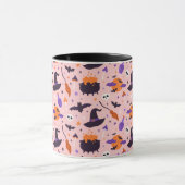 Schattige Paarse & Roze Halloween Patroon Mok (Midden)