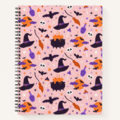 Schattige Paarse & Roze Halloween Patroon Notitieboek (Voorkant)