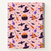 Schattige Paarse & Roze Halloween Patroon Notitieboek (Achterkant)