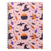 Schattige Paarse & Roze Halloween Patroon Notitieboek (Voorkant)