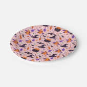 Schattige Paarse & Roze Halloween Patroon Papieren Bordje (Gekanteld)