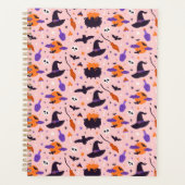 Schattige Paarse & Roze Halloween Patroon Planner (Voorkant)