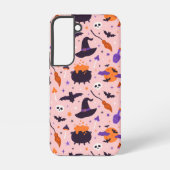 Schattige Paarse & Roze Halloween Patroon Samsung Galaxy Hoesje (Achterkant)