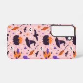 Schattige Paarse & Roze Halloween Patroon Samsung Galaxy Hoesje (Achterkant horizontaal)
