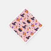 Schattige Paarse & Roze Halloween Patroon Servet (Hoek)