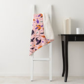 Schattige Paarse & Roze Halloween Patroon Sherpa Deken (In situ)