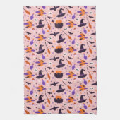 Schattige Paarse & Roze Halloween Patroon Theedoek (Verticaal)