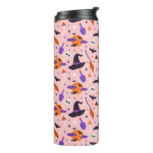 Schattige Paarse & Roze Halloween Patroon Thermosbeker (Gedraaid links)