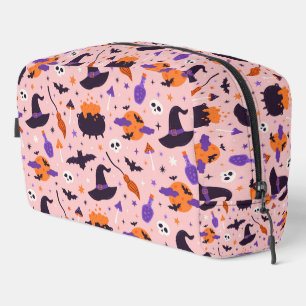 Schattige Paarse & Roze Halloween Patroon Toilettasje