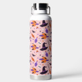 Schattige Paarse & Roze Halloween Patroon Waterfles (Achterkant)