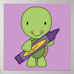 schattige paarse schildpad poster