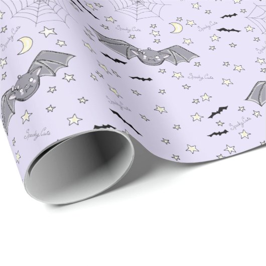Schattige Paarse Spooky Schattige Bats Halloween Cadeaupapier (Rol Hoek)