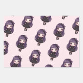 Schattige Paarse stip meisje Inpakpapier Vel (Voorkant)