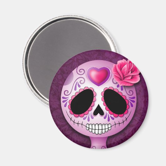 Schattige Paarse suikerschedel Magneet (Voorkant / Achterkant)