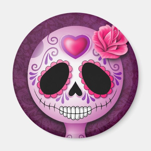 Schattige Paarse suikerschedel Magneet (Voorkant)