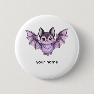 Schattige Paarse Vleermuis Halloween Gekleurd Potl Ronde Button 5,7 Cm