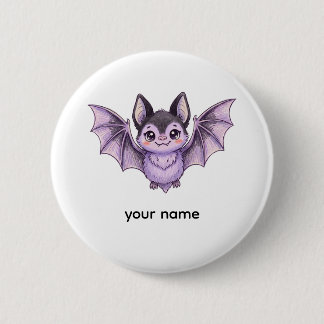 Schattige Paarse Vleermuis Halloween Gekleurd Potl Ronde Button 5,7 Cm