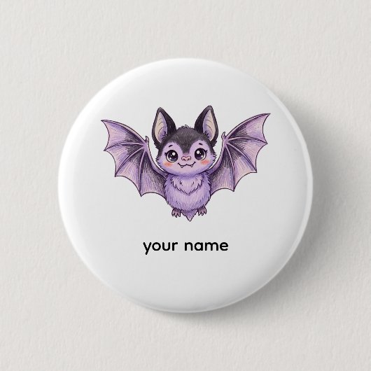 Schattige Paarse Vleermuis Halloween Gekleurd Potl Ronde Button 5,7 Cm (Voorkant)