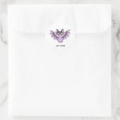 Schattige Paarse Vleermuis Halloween Gekleurd Potl Ronde Sticker (Tas)