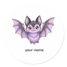 Schattige Paarse Vleermuis Halloween Gekleurd Potl