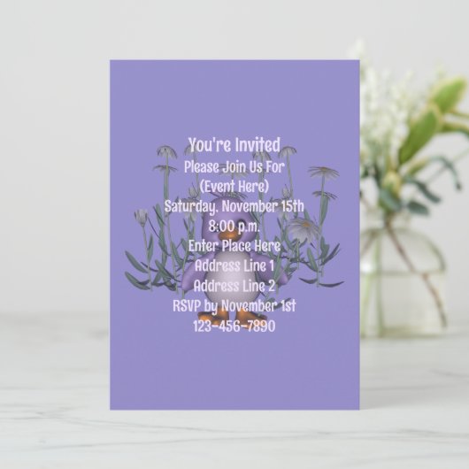 Schattige Paarse Vogel Madeliefjes Dierenfeestje Kaart (Staand voorkant)