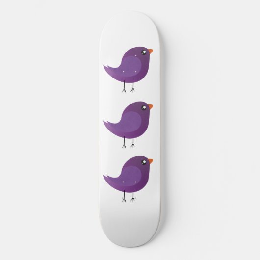 schattige paarse vogel persoonlijk skateboard (Voorkant)