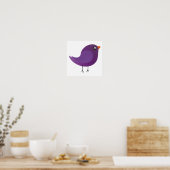 schattige paarse vogel poster (Keuken)