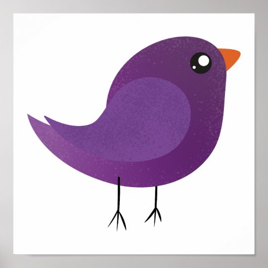schattige paarse vogel poster (Voorkant)