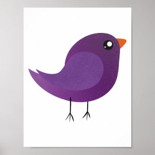schattige paarse vogel poster