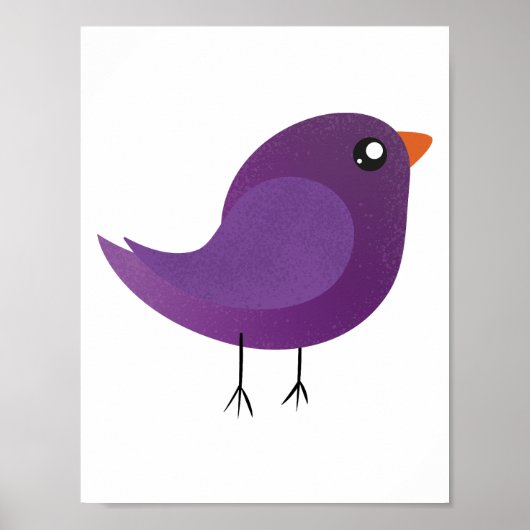 schattige paarse vogel poster (Voorkant)