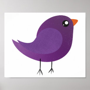 schattige paarse vogel poster